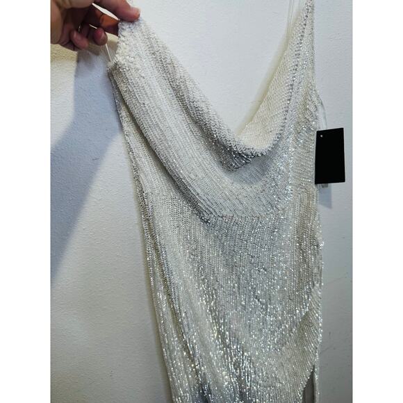 NWT RETROFETE Women's Moonglow White Katya Revolve Sequin Maxi Dress Size Large - Picture 8 of 15